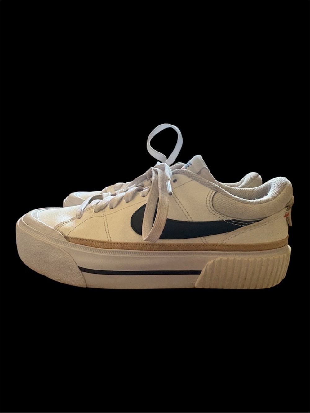Nike Women's White and Navy Platform Sneakers